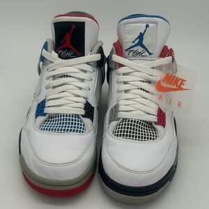 Men’s Jordan Sneakers White Red Blue Black (What the 4’s)